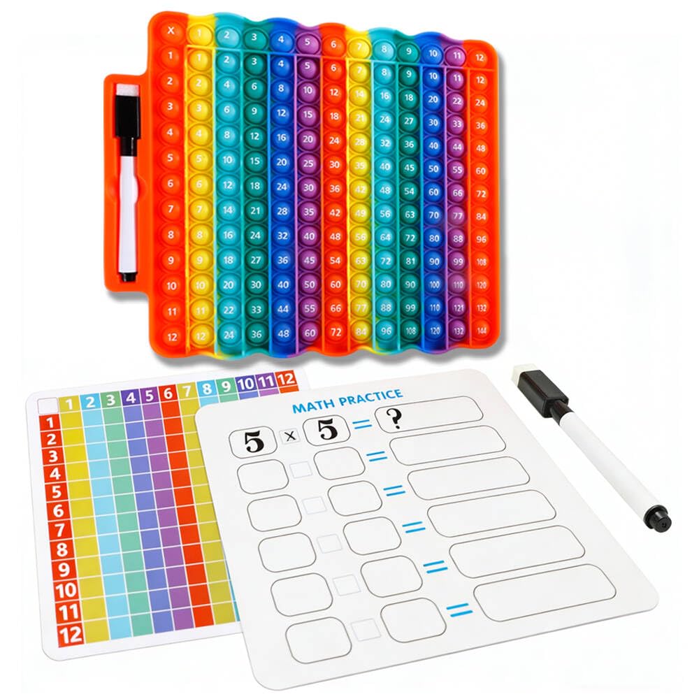 EK-Memory-fish e3 Multiplication Table Pop Fidget — Rainbow 12x12 Math Board