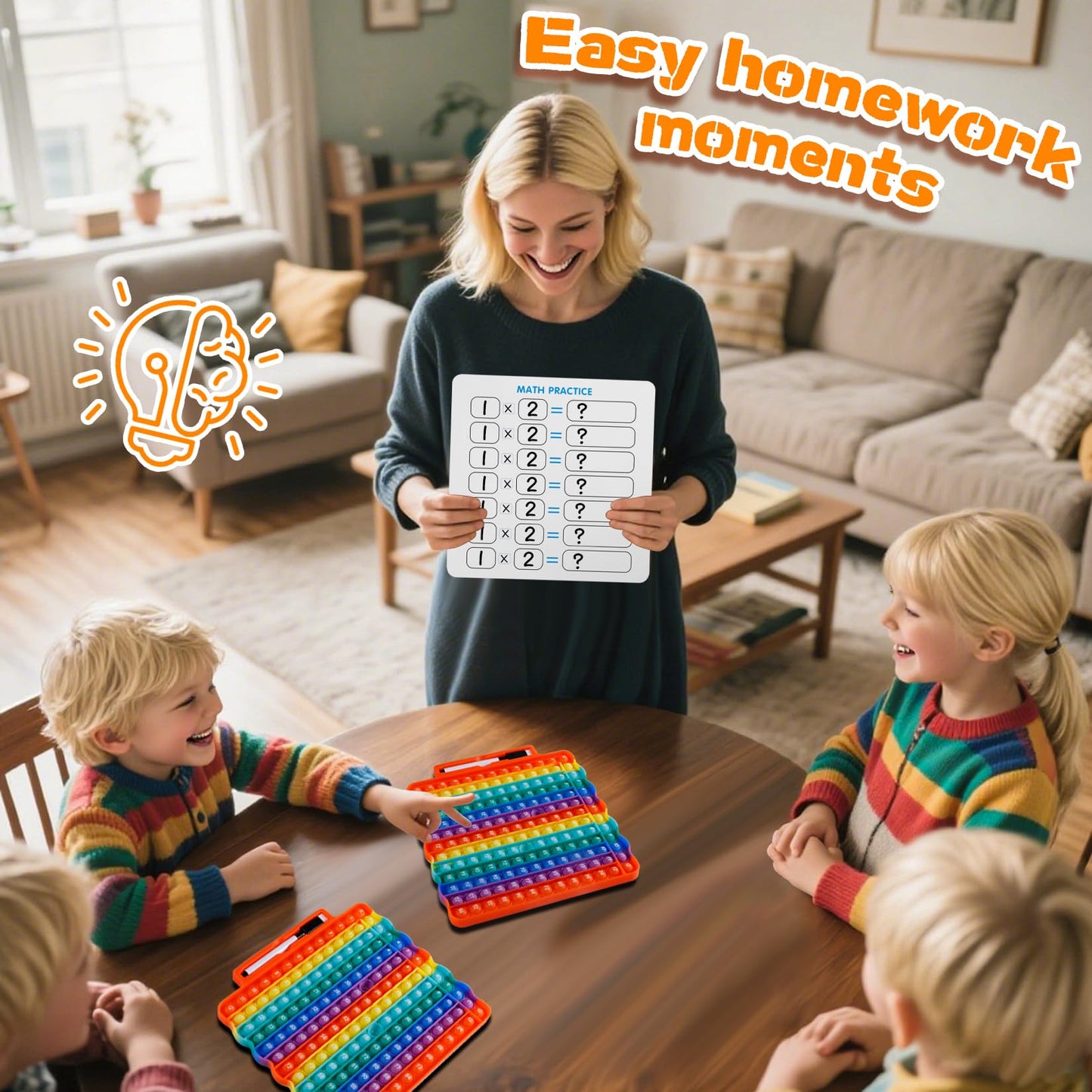 EK-Memory-fish e3 Multiplication Table Pop Fidget — Rainbow 12x12 Math Board