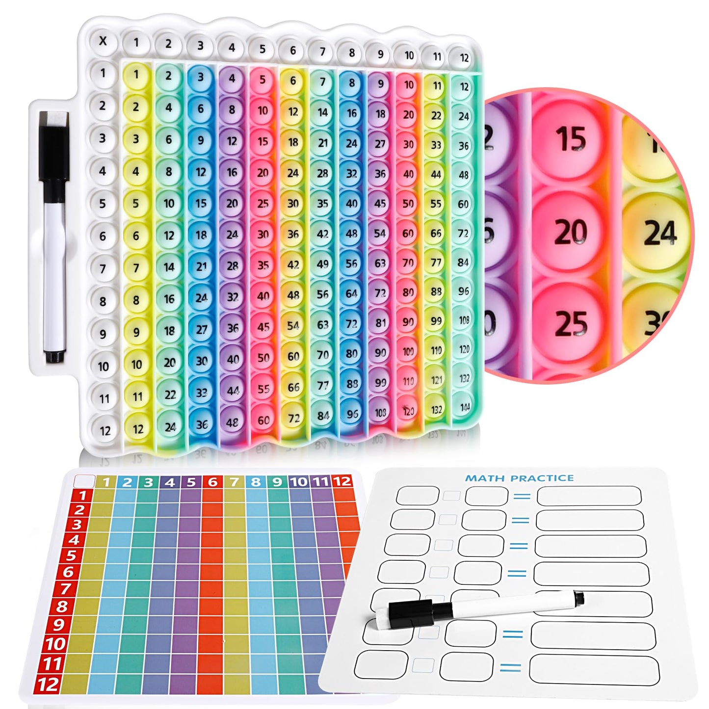 EK-Memory-fish e4 Pop Multiplication Table Game | Rainbow 12x12 Learning Toy