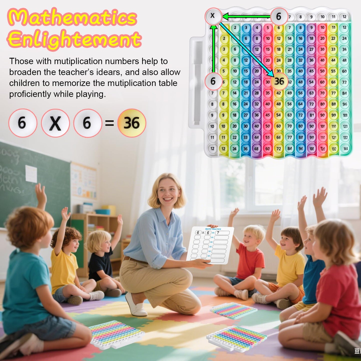 EK-Memory-fish e4 Pop Multiplication Table Game | Rainbow 12x12 Learning Toy