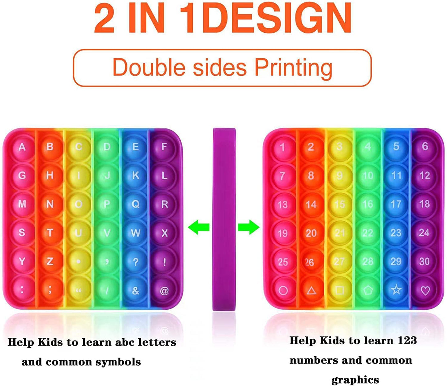 EK-Memory-fish Letters P00p Fidget Toy – 2-Sided Alphabet & Numbers Learning Tool (1 Pack)
