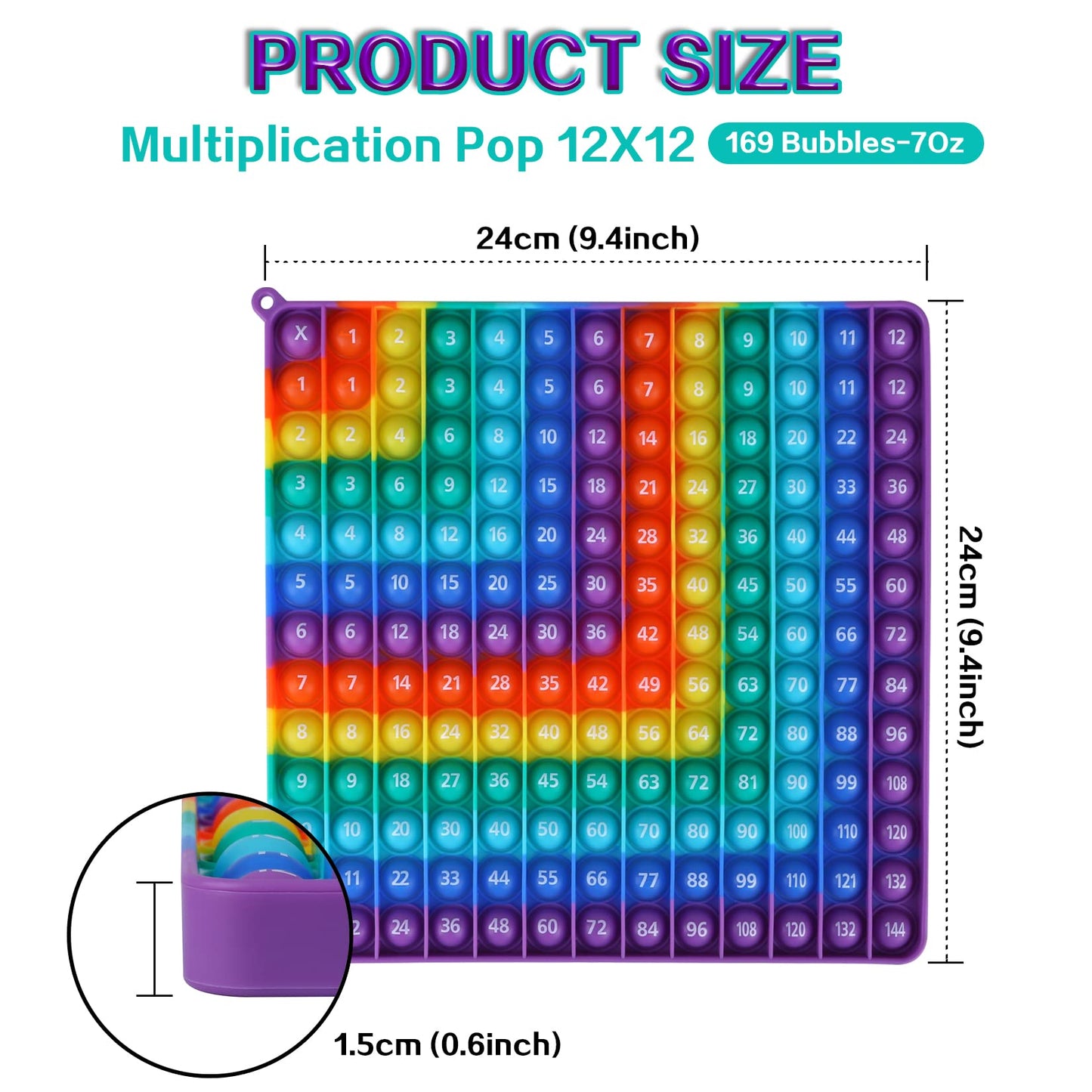 EK-Memory-Fish 2-in-1 Multiplication & Addition Game – Rainbow Silicone Popper