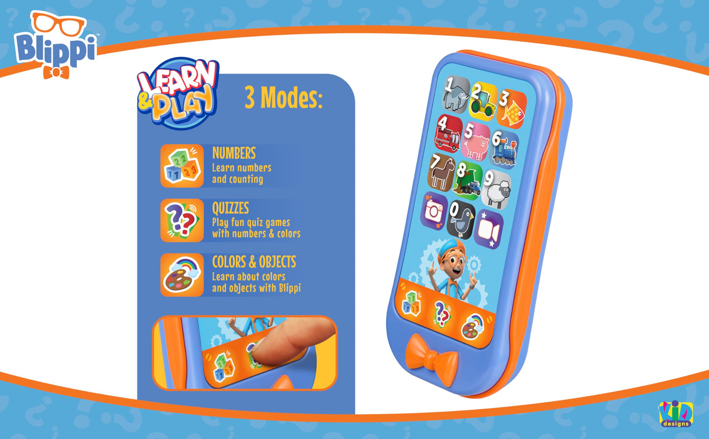 eKids Blippi Toy Phone for Toddlers | Built-in Educational Games & Preschool Learning