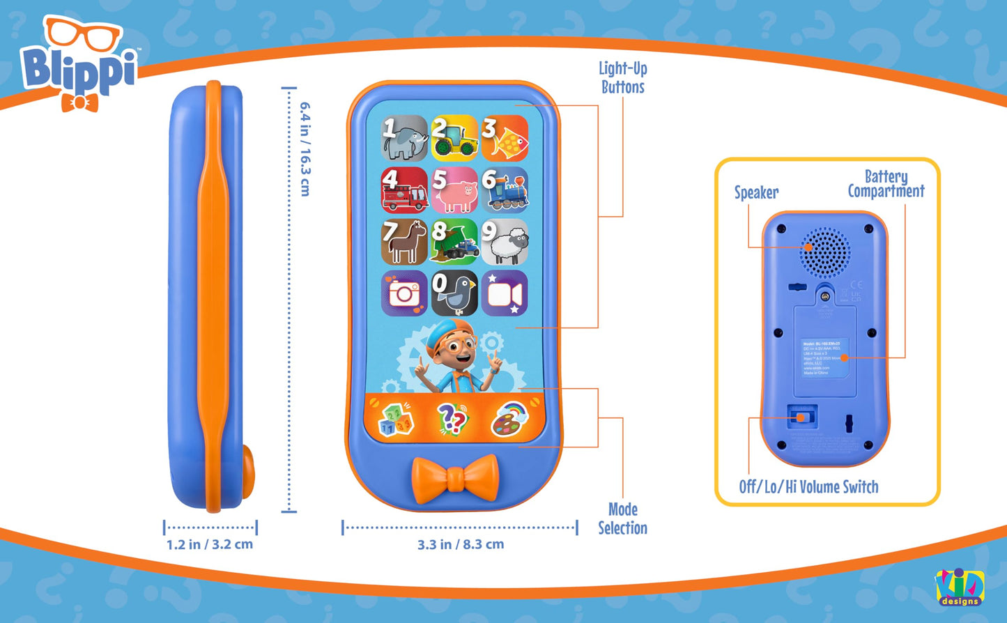 eKids Blippi Toy Phone for Toddlers | Built-in Educational Games & Preschool Learning