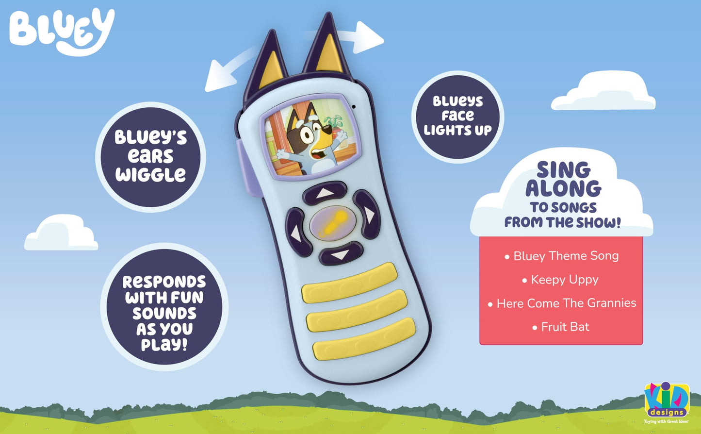 eKids Bluey Remote Control Toy for Toddlers with Music & Sound Effects