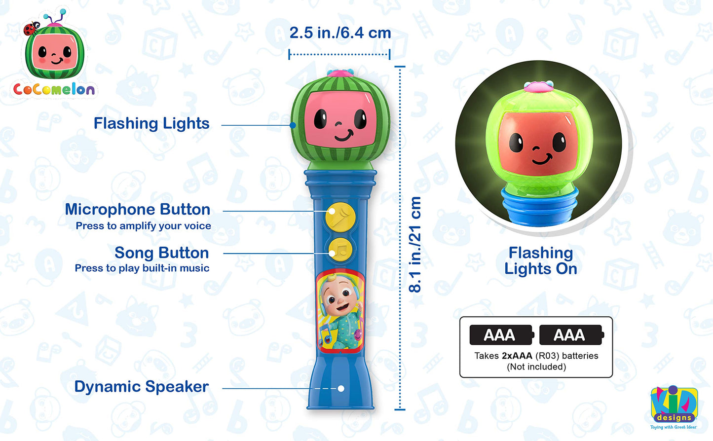 eKids Cocomelon Toy Microphone – Lightweight Toddler Sing-Along with Built-In Music