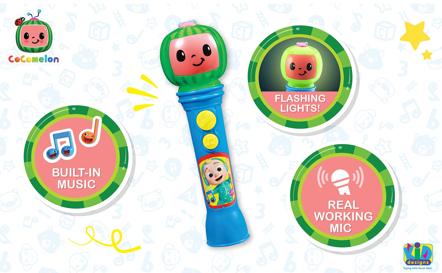 eKids Cocomelon Toy Microphone – Lightweight Toddler Sing-Along with Built-In Music