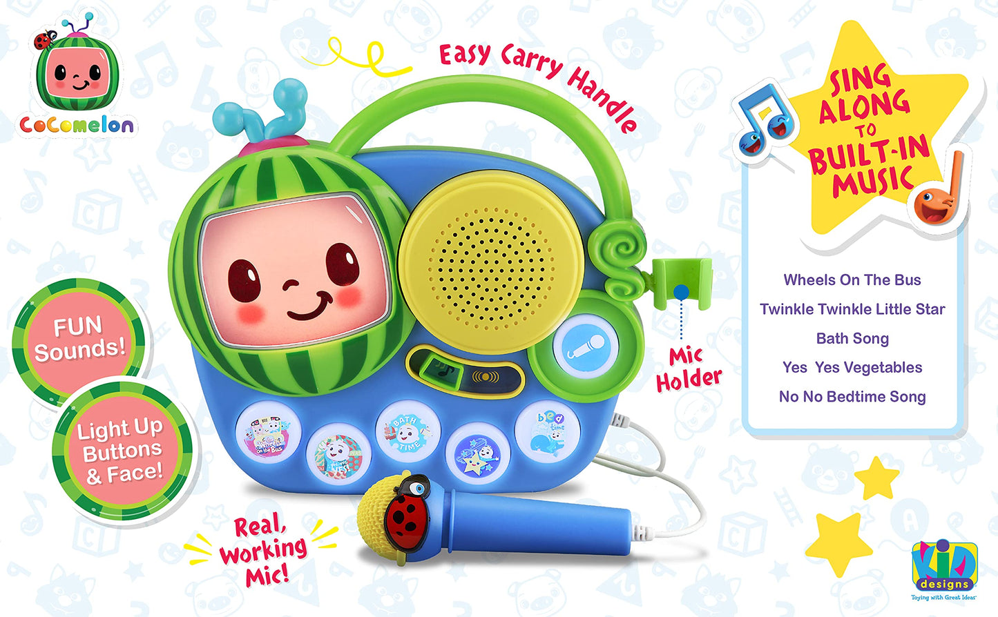 eKids Cocomelon Singalong Boombox with Microphone & Built-in Music
