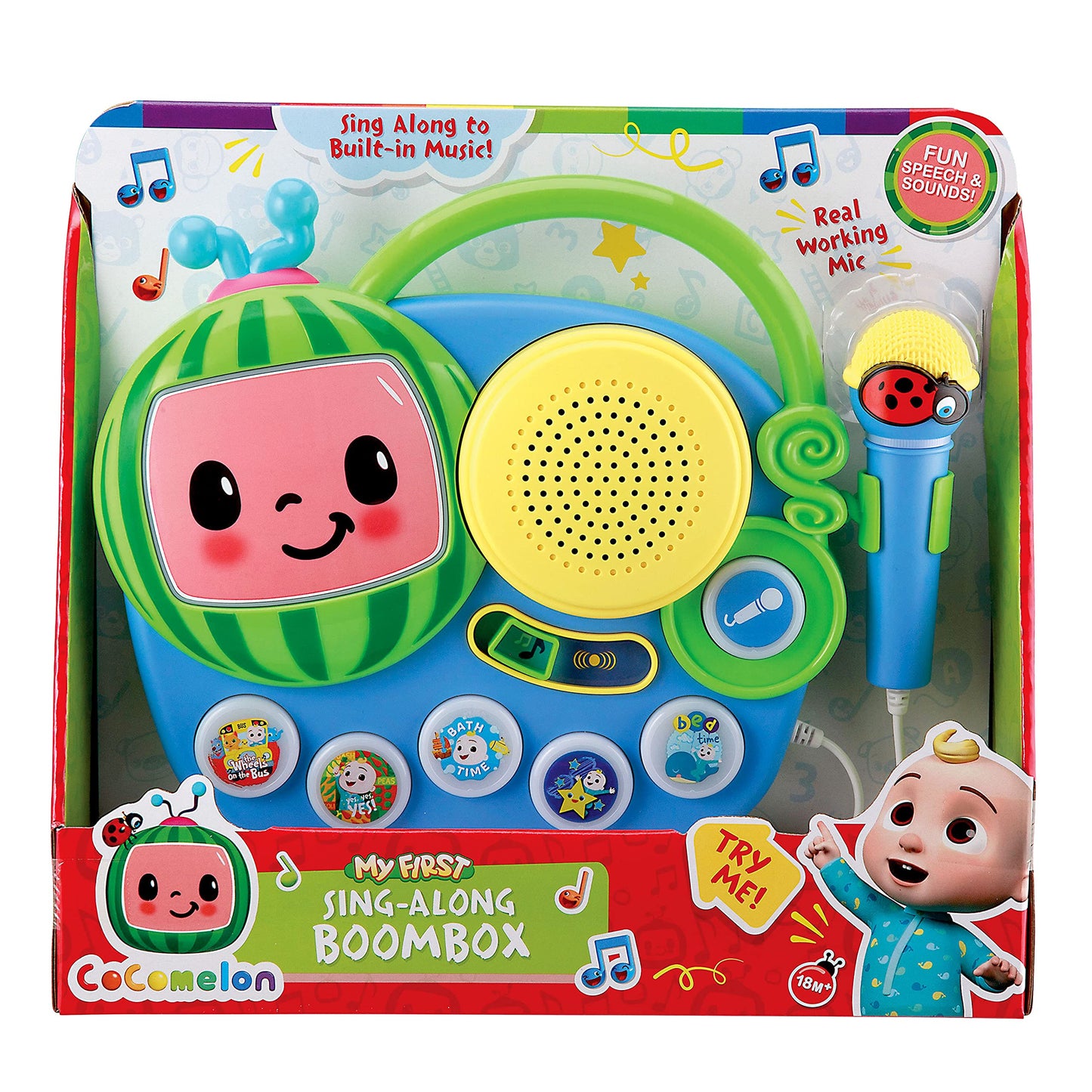 eKids Cocomelon Singalong Boombox with Microphone & Built-in Music