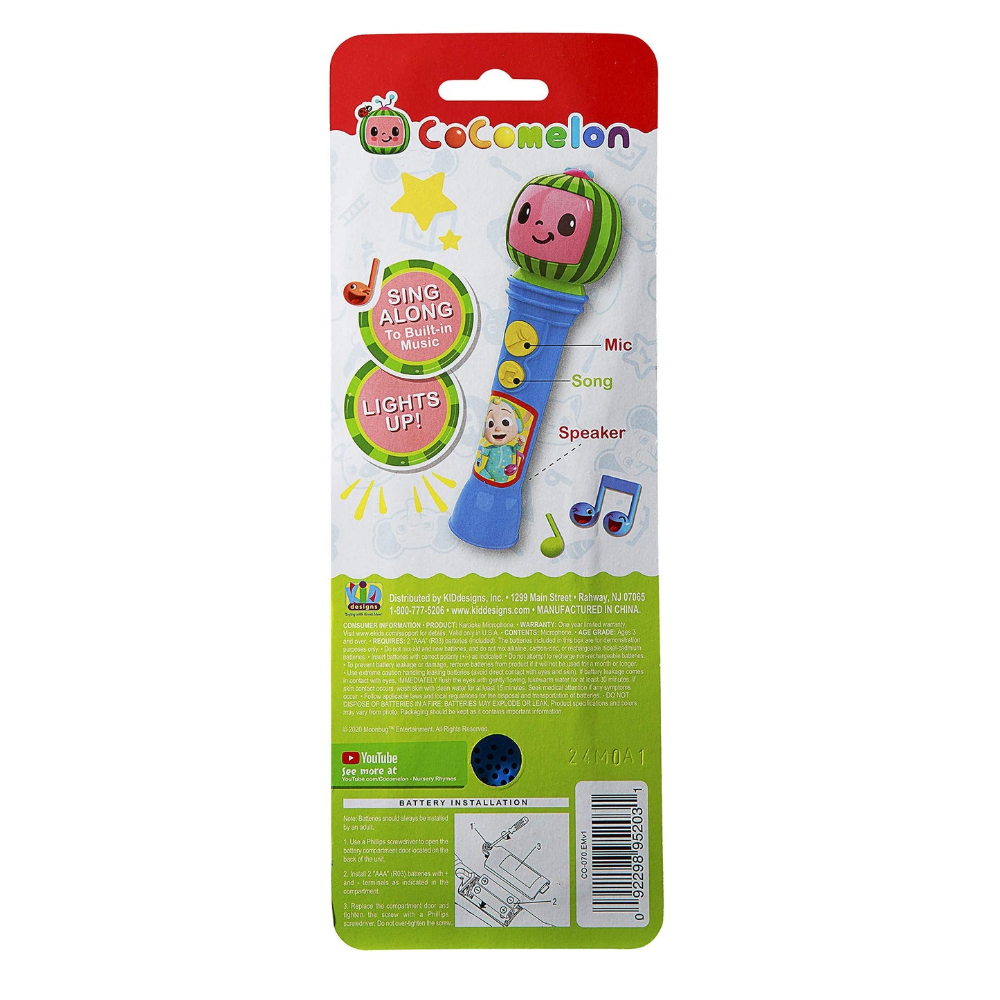 eKids Cocomelon Toy Microphone – Lightweight Toddler Sing-Along with Built-In Music