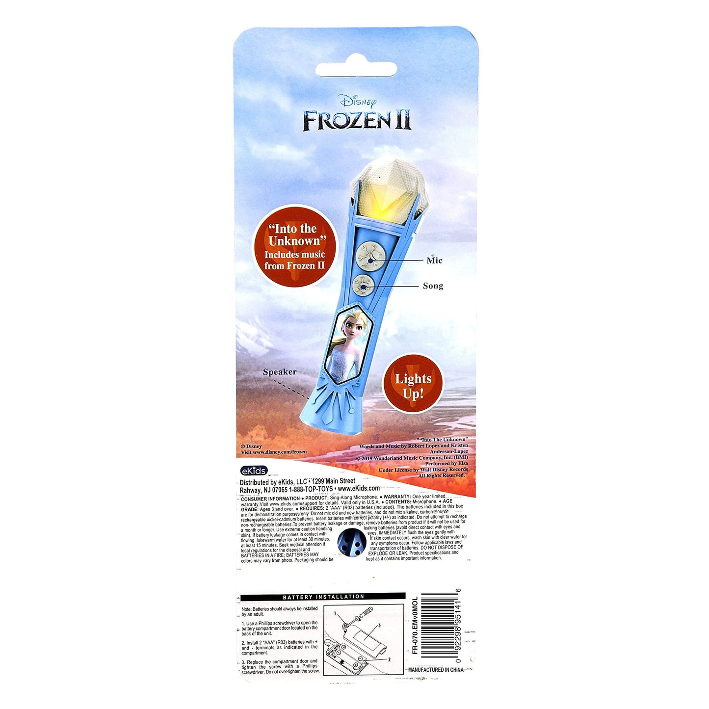 eKids Frozen Sing Along Microphone — Built-in Music & Lights