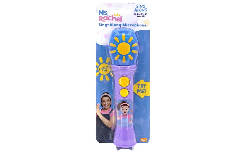 eKids Ms Rachel Toy Microphone for Kids – Built-in Music & Lights (Purple)