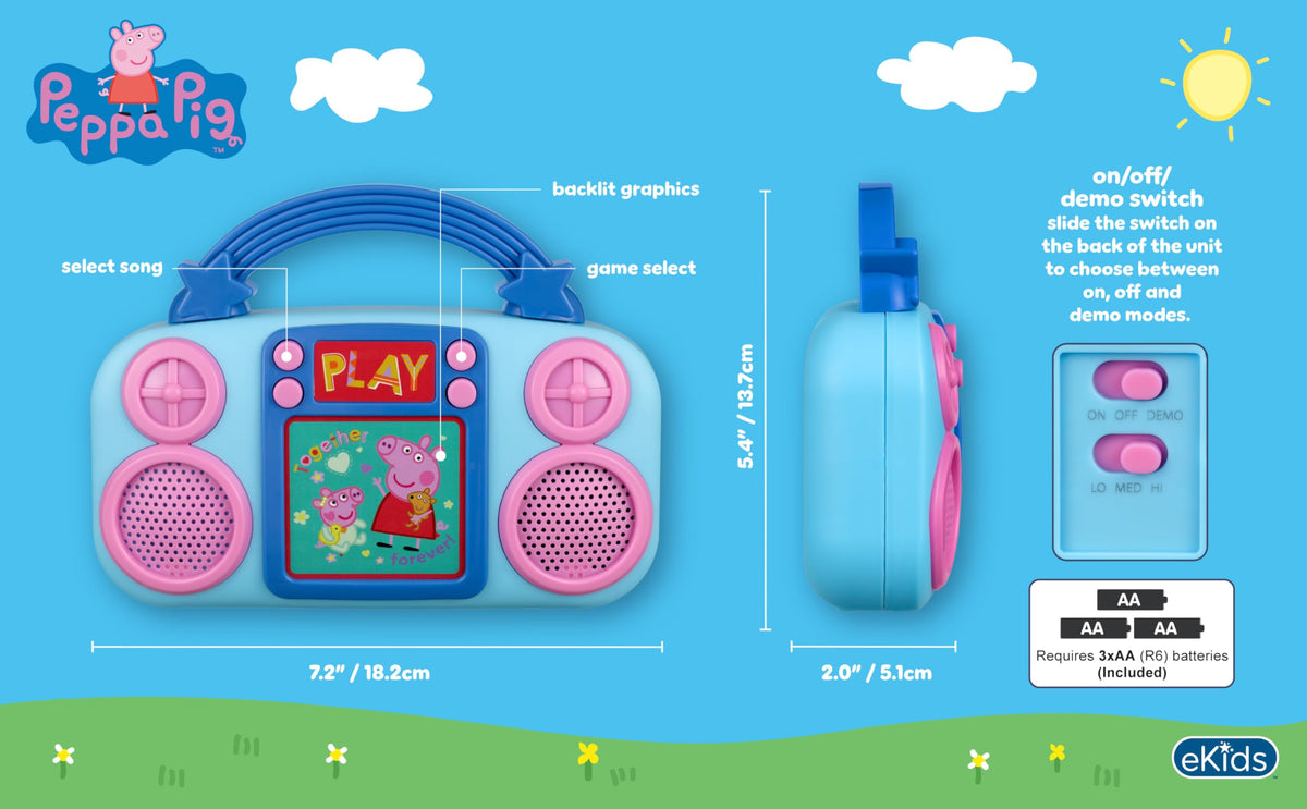 ekids Peppa Pig Toy Music Player – Toddler Toy with Built-in Music & Lights