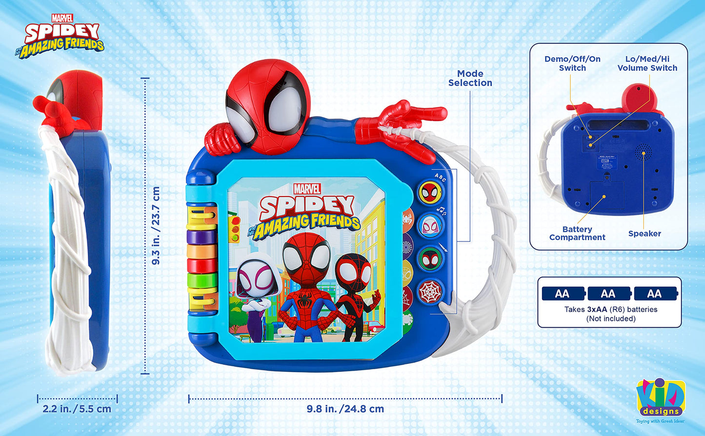 eKids Spidey and His Amazing Friends Book – Toddler Learning Toy with Preschool Games