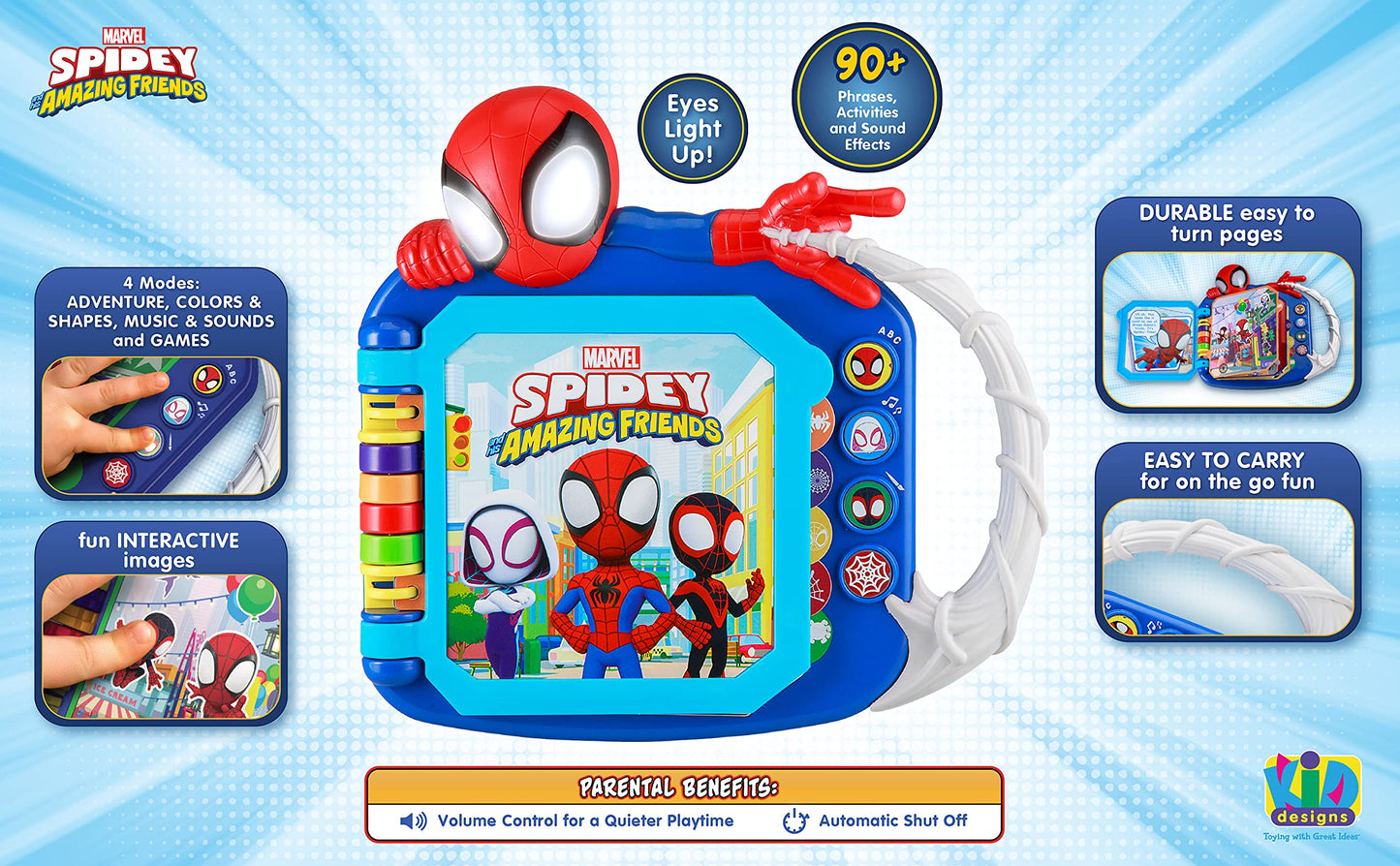 eKids Spidey and His Amazing Friends Book – Toddler Learning Toy with Preschool Games