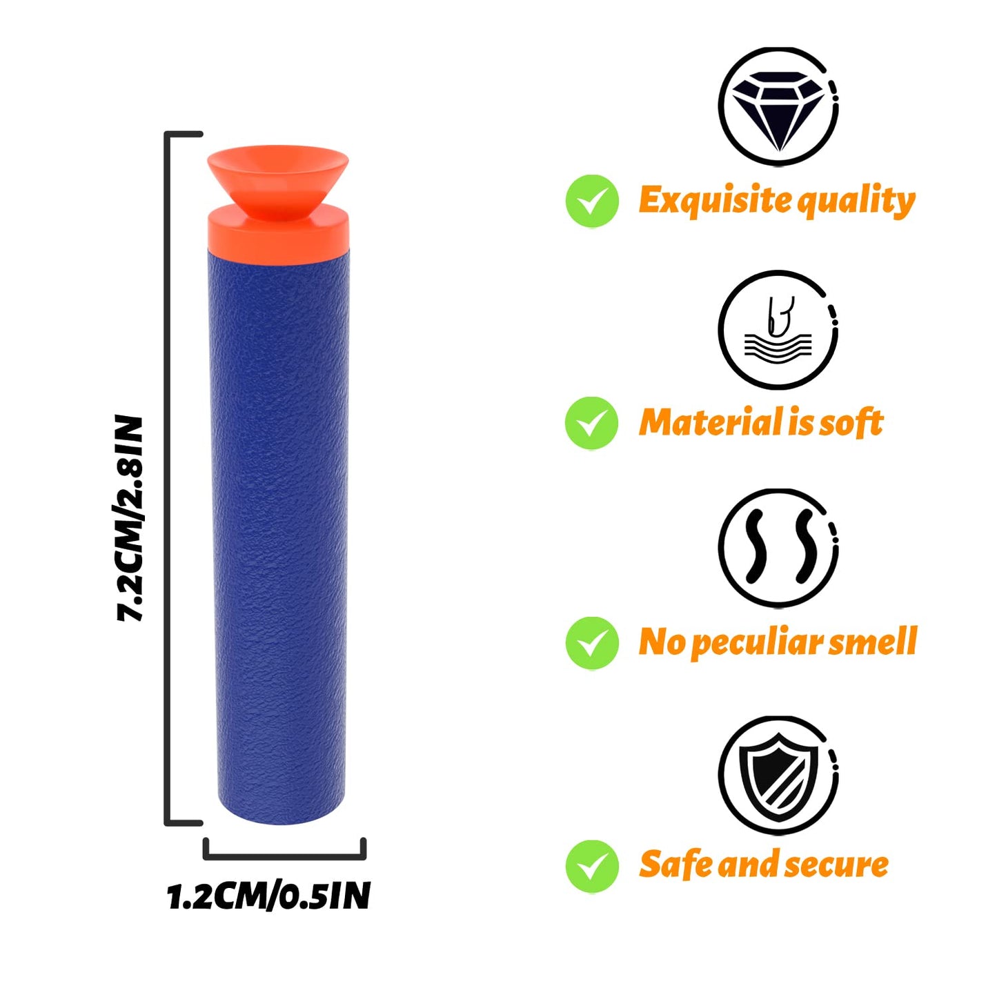EKIND 100 Pcs Suction Darts Refill Pack for Nerf N-Strike – 10 Color Options (Blue)