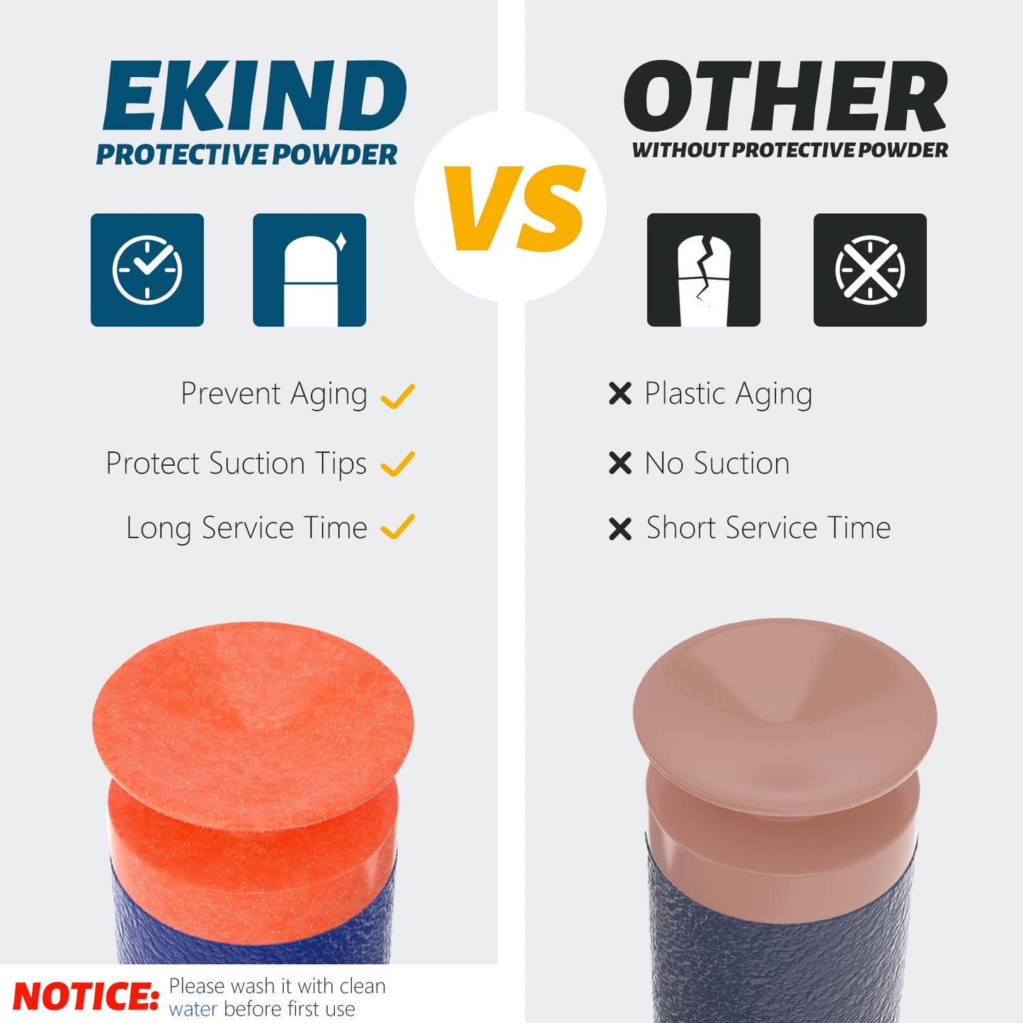 EKIND 100 Pcs Suction Darts Refill Pack for Nerf N-Strike – 10 Color Options (Blue)