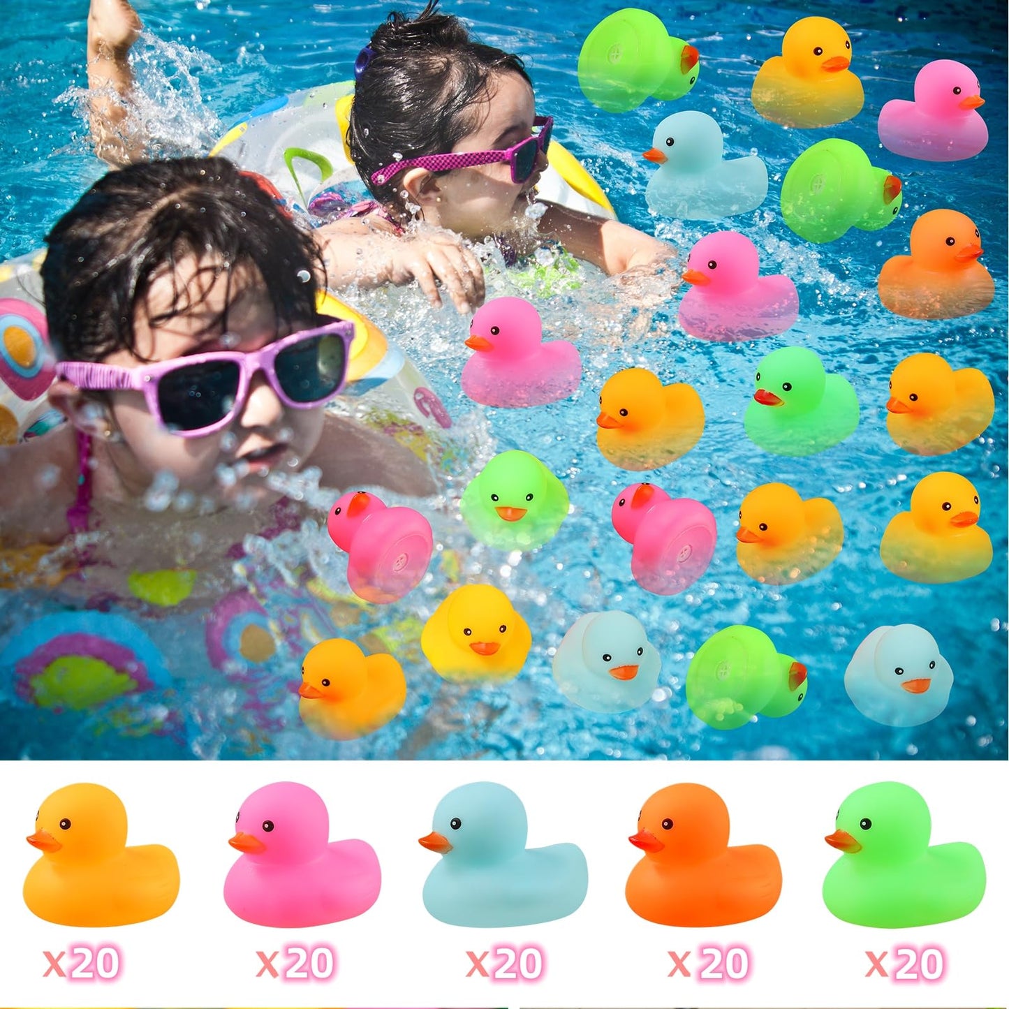 EKisemio 50pcs Mini Rubber Ducks Bath Toys – Multicolor Bulk for Party Favors & Classroom Prizes