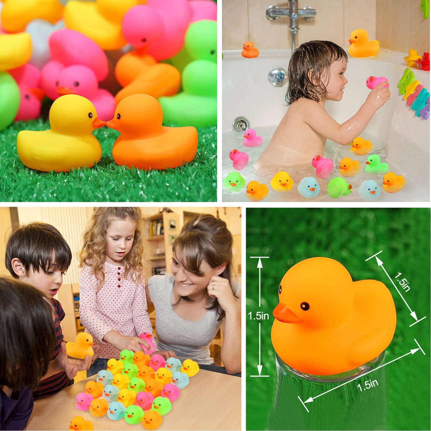 EKisemio 50pcs Mini Rubber Ducks Bath Toys – Multicolor Bulk for Party Favors & Classroom Prizes