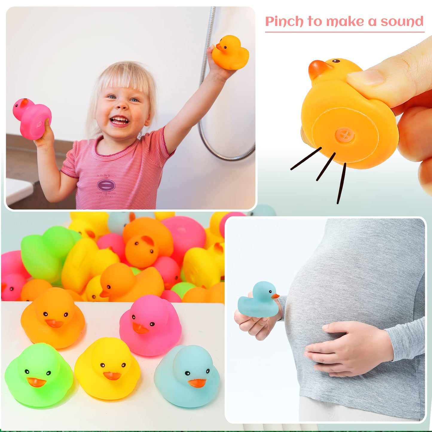EKisemio 50pcs Mini Rubber Ducks Bath Toys – Multicolor Bulk for Party Favors & Classroom Prizes