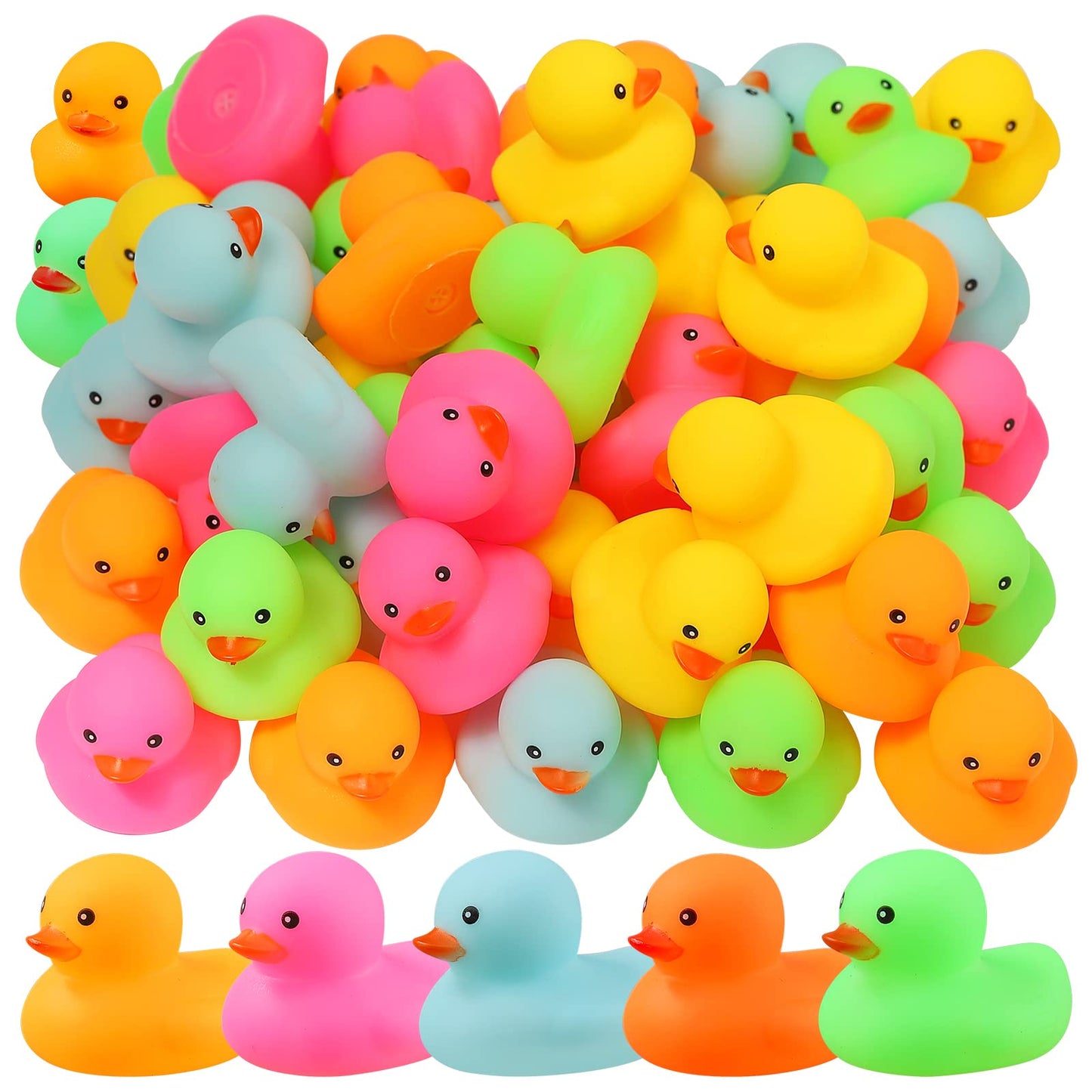 EKisemio 50pcs Mini Rubber Ducks Bath Toys – Multicolor Bulk for Party Favors & Classroom Prizes
