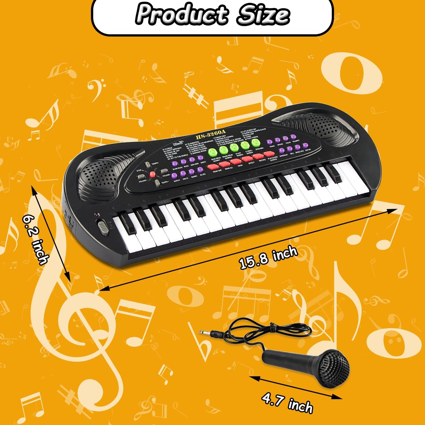 EKKBHKI 32 Keys Kids Piano Toy – Portable Educational Keyboard with Microphone (Ages 3–9)