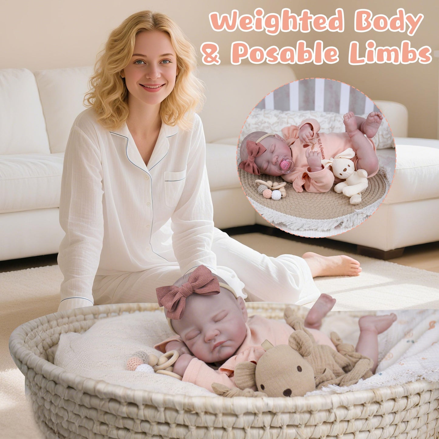 EKOKIZ Lifelike Reborn Baby Doll - 20-Inch Realistic Girl with Complete Accessories