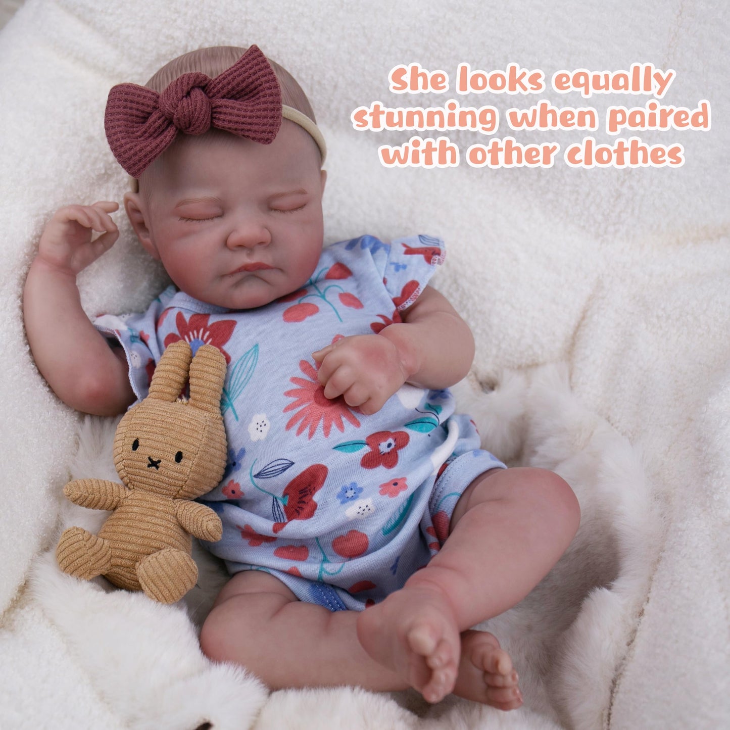 EKOKIZ Lifelike Reborn Baby Doll - 20-Inch Realistic Girl with Complete Accessories