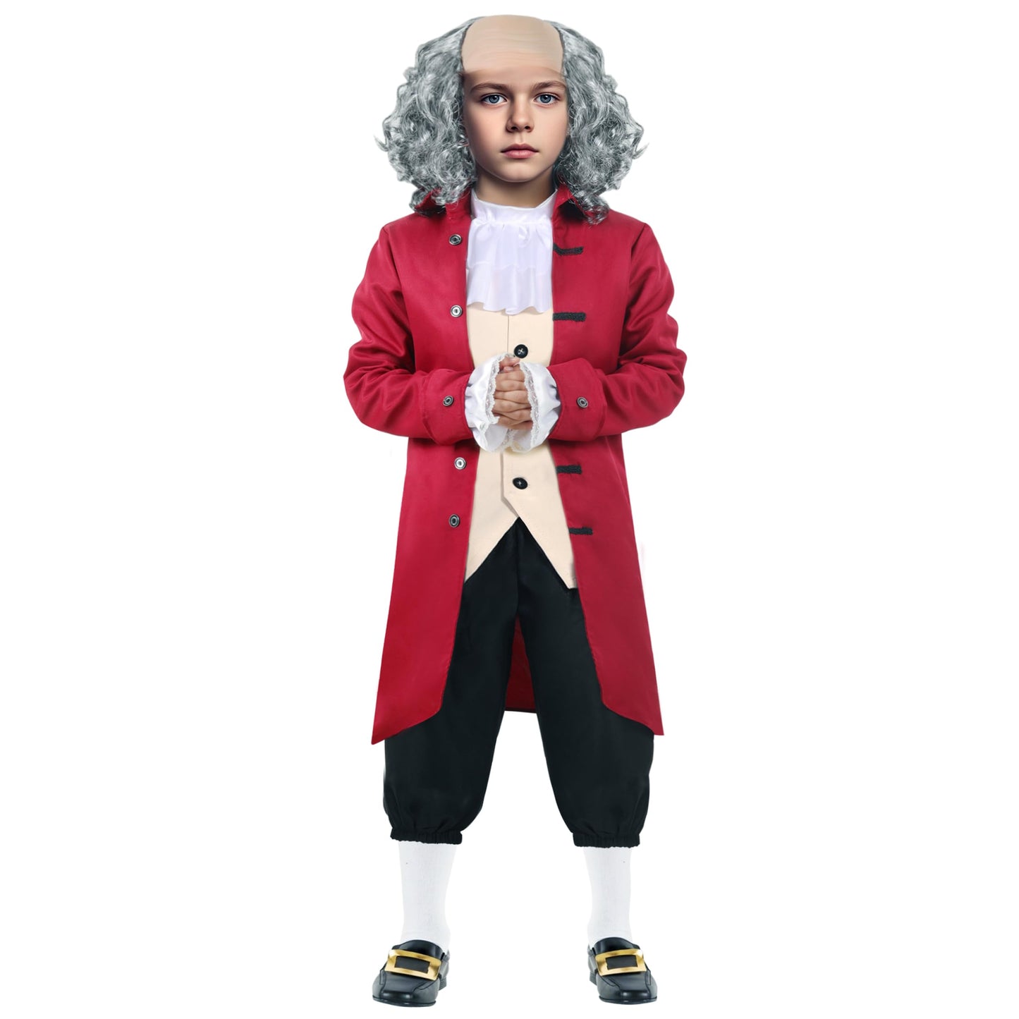 Ekoropshop Kids Benjamin Franklin Costume – Founding Father Dress-Up for Boys & Girls (Ages 8–10)