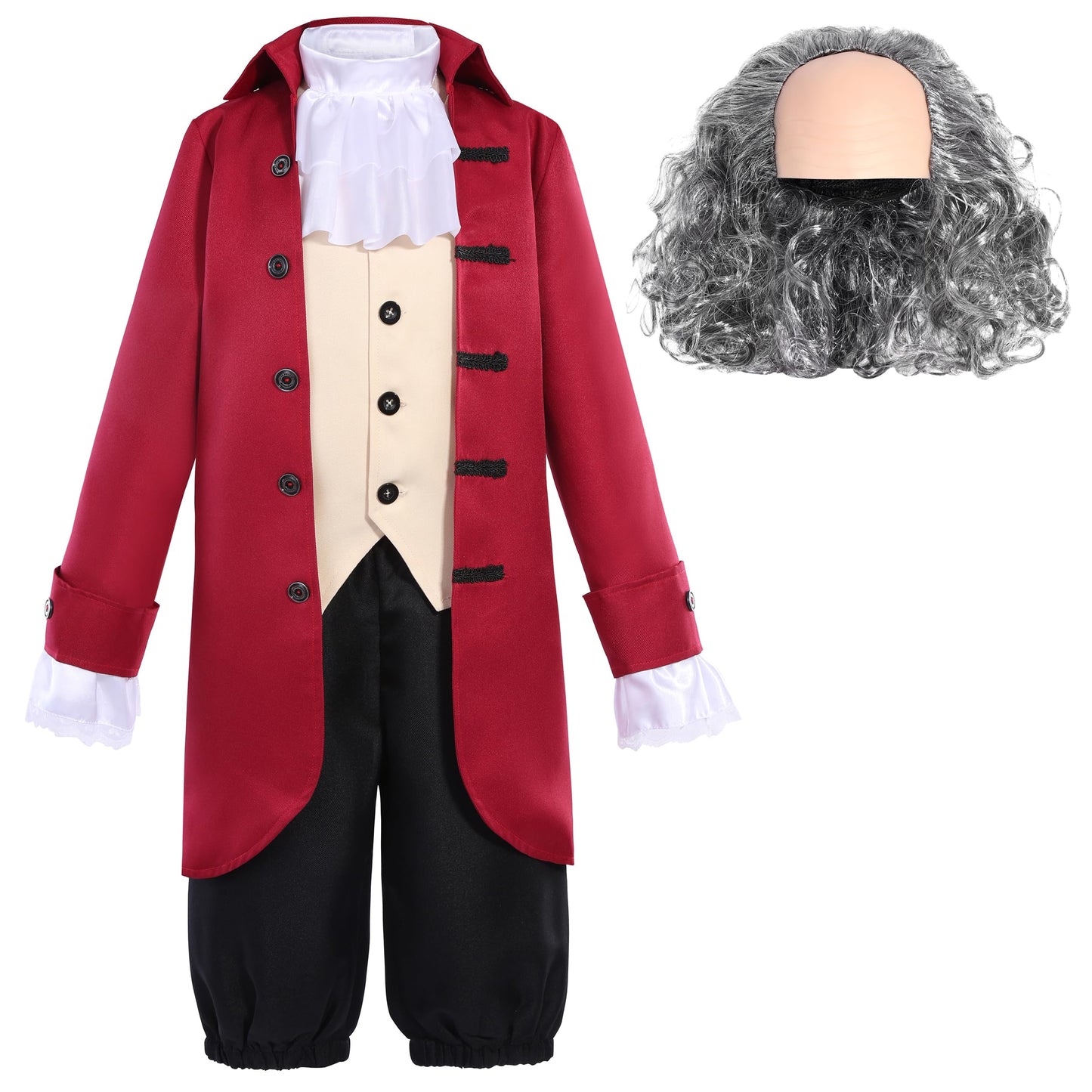 Ekoropshop Kids Benjamin Franklin Costume – Founding Father Dress-Up for Boys & Girls (Ages 8–10)
