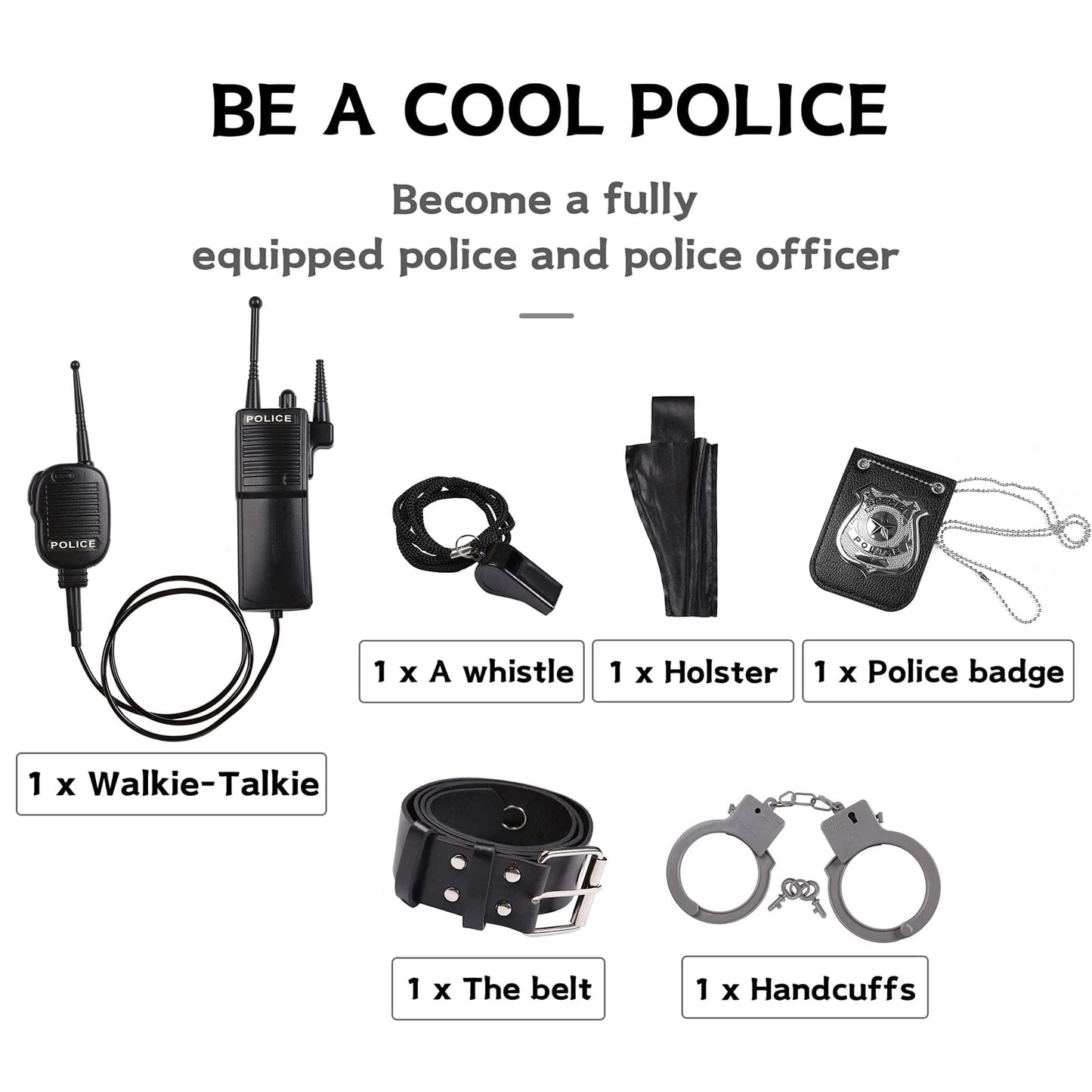 Ekoropshop Kids Police Officer Costume Set XS – Cop Uniform for Halloween & Play