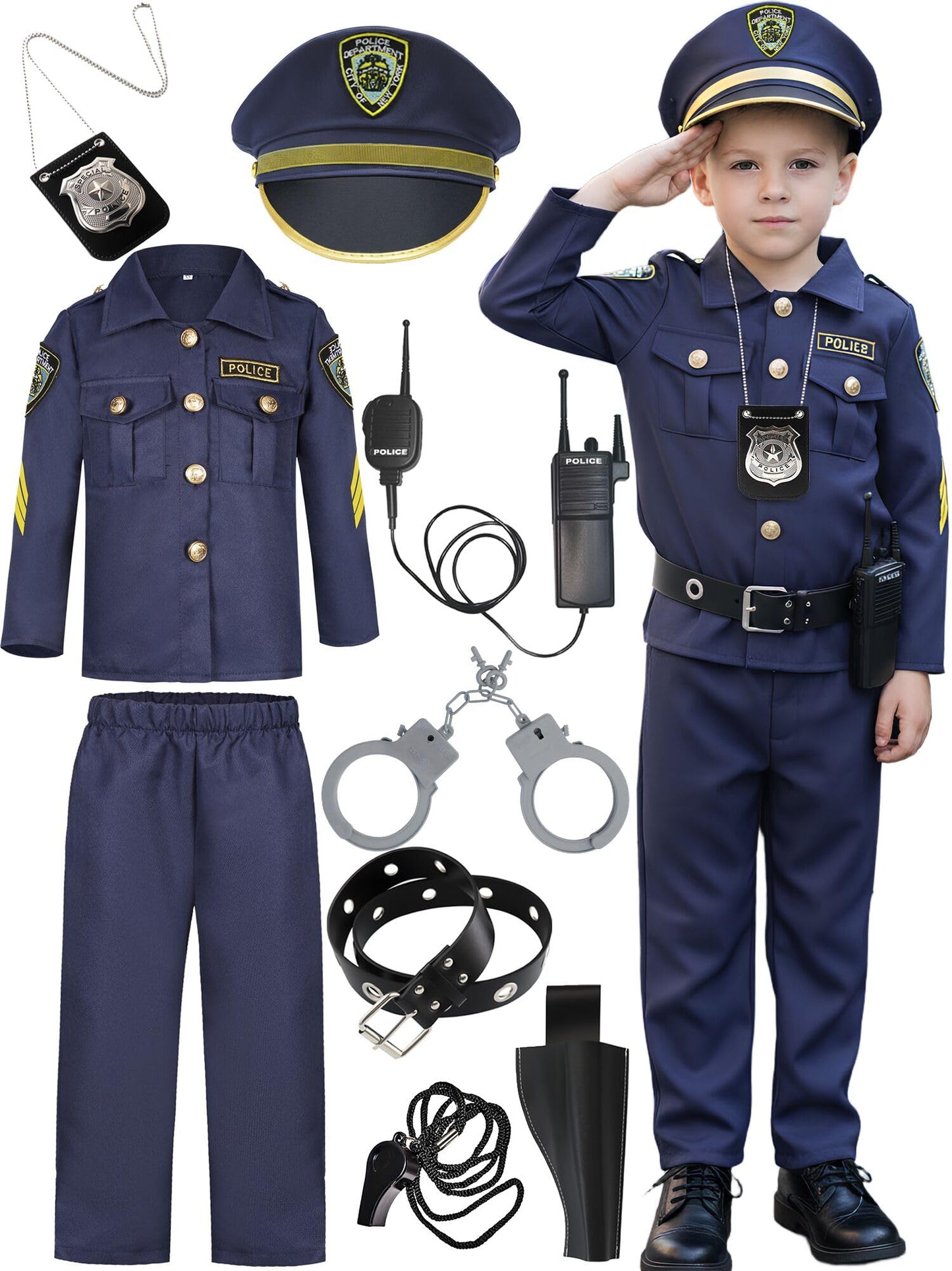 Ekoropshop Kids Police Officer Costume Set XS – Cop Uniform for Halloween & Play