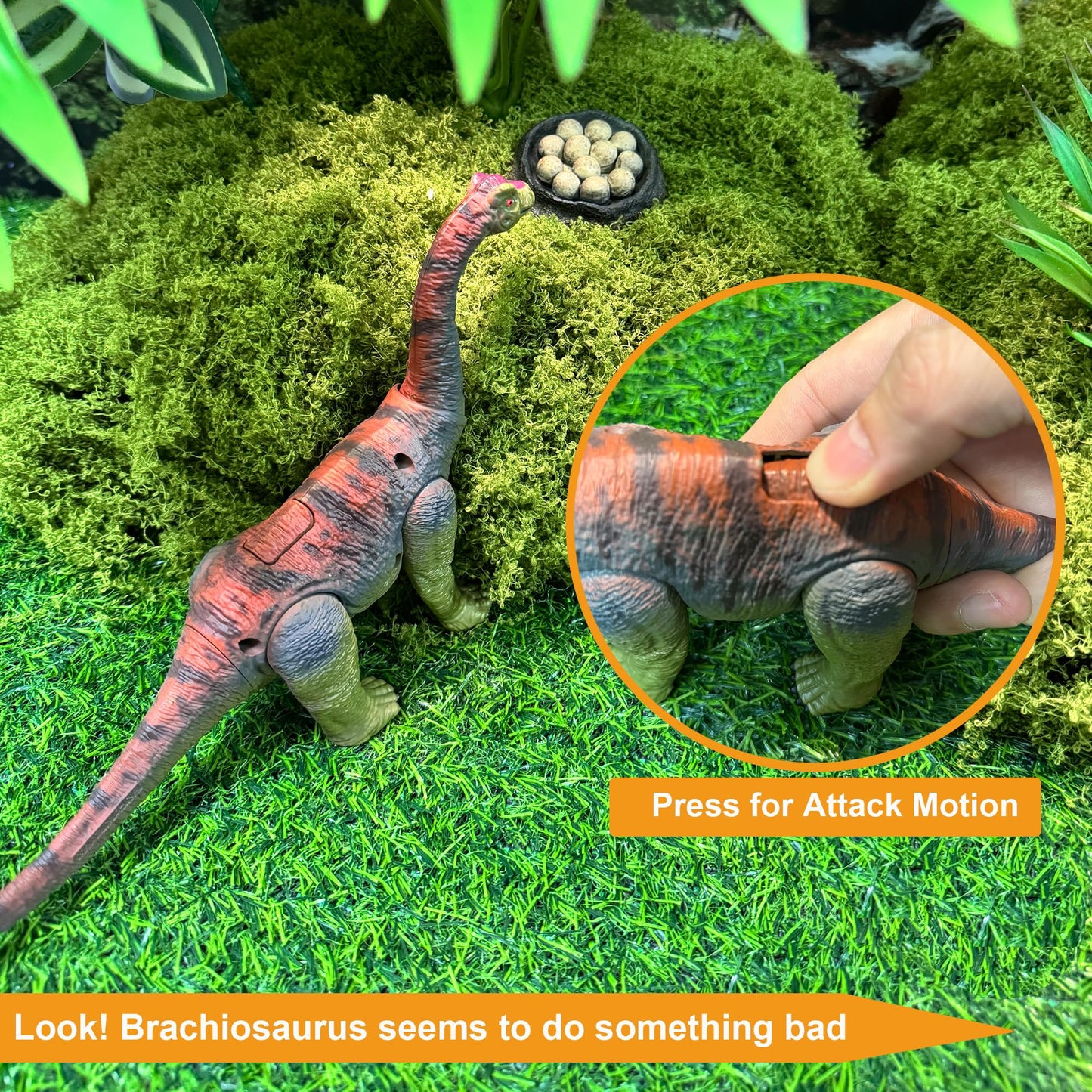 EKU EasyKU Dinosaur Toys: Wing Flapping Pterodactyl, Eudimorphodon, Brachiosaurus & Styracosaurus