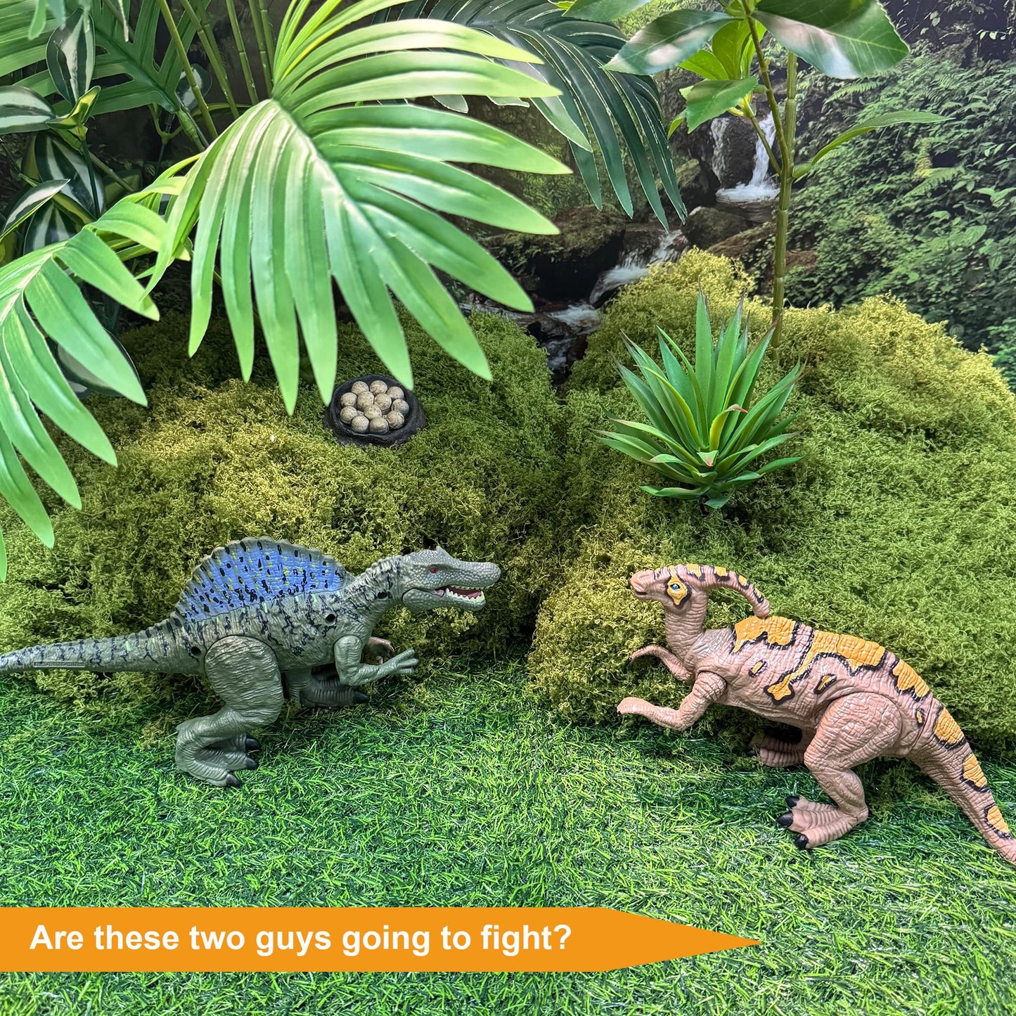 EKU EASYKU Dino Toys: Spinosaurus, Mosasaurus & Parasaurolophus with Movable Heads for Kids 3–12