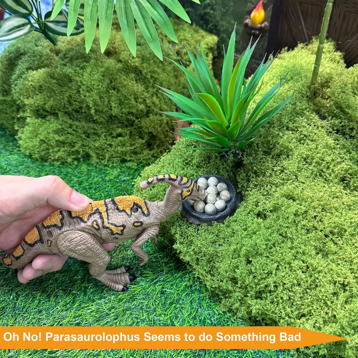 EKU EASYKU Dino Toys: Spinosaurus, Mosasaurus & Parasaurolophus with Movable Heads for Kids 3–12