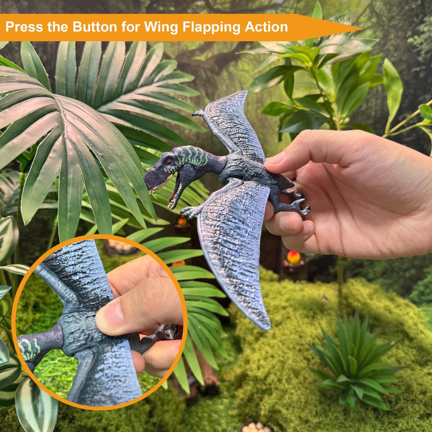 EKU EasyKU Dinosaur Toys: Wing Flapping Pterodactyl, Eudimorphodon, Brachiosaurus & Styracosaurus