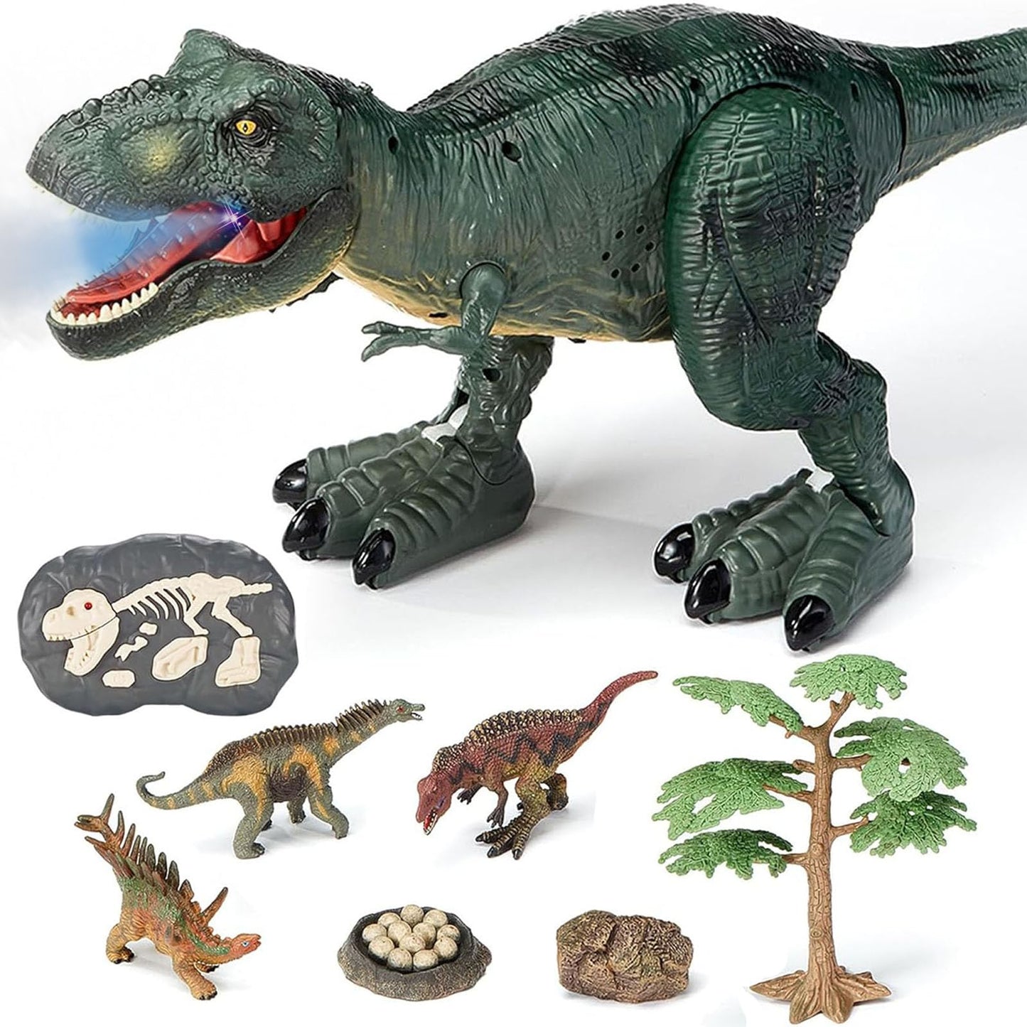 EKU EASYKU 21-inch RC T-Rex Dinosaur Toy — Real Walking, Roaring, Lights & Mist Spray