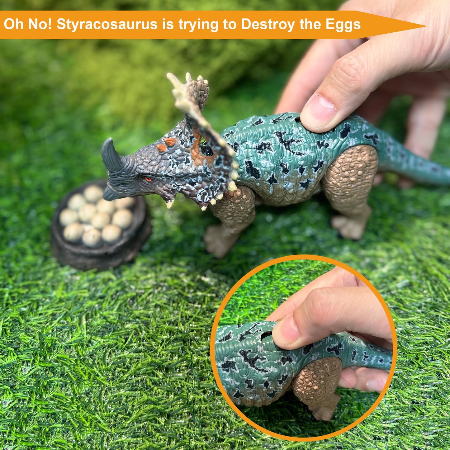 EKU EasyKU Dinosaur Toys: Wing Flapping Pterodactyl, Eudimorphodon, Brachiosaurus & Styracosaurus