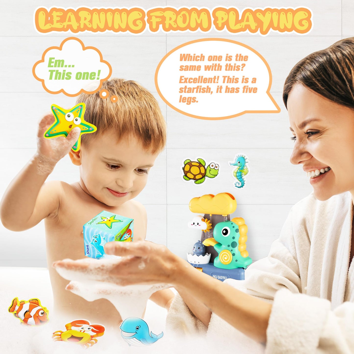 EKU EasyKU Dinosaur Bath Toys – Interactive Water Play for Kids 18 Months+