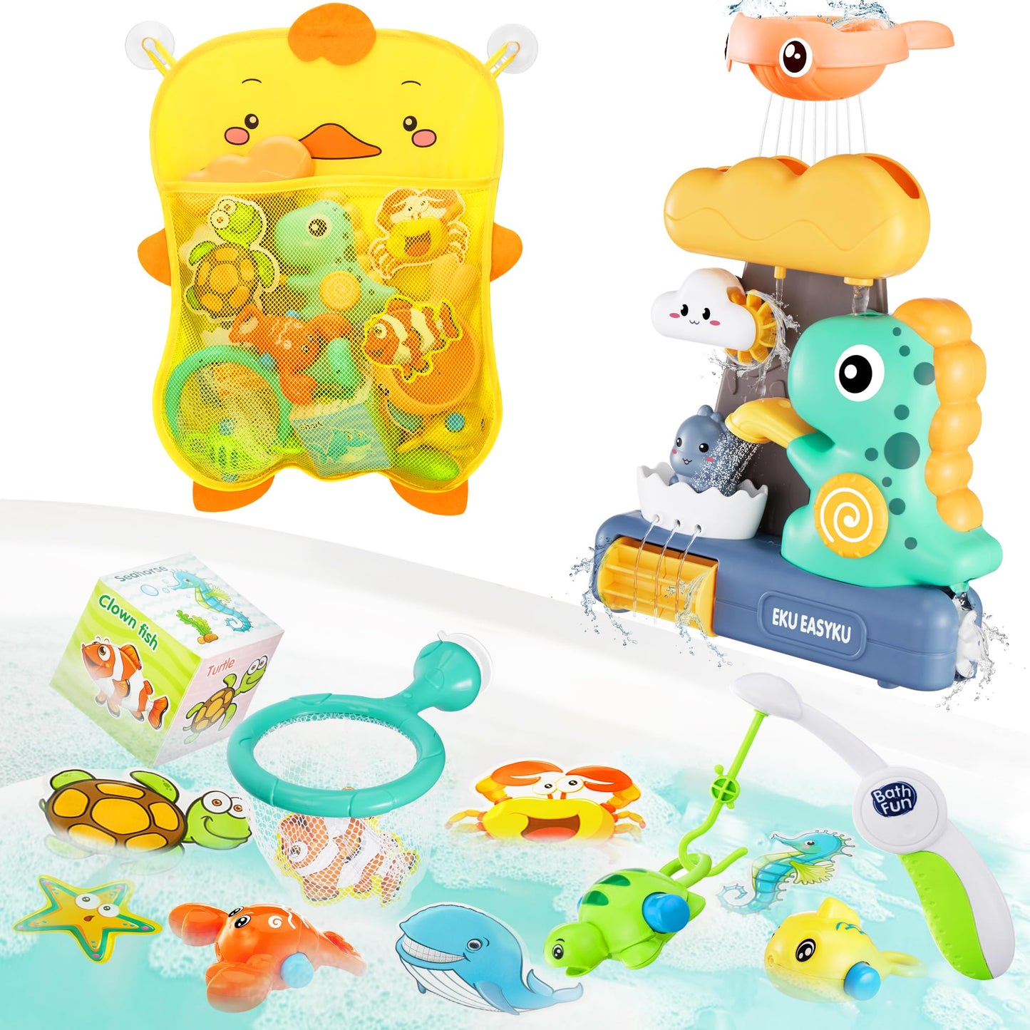 EKU EasyKU Dinosaur Bath Toys – Interactive Water Play for Kids 18 Months+