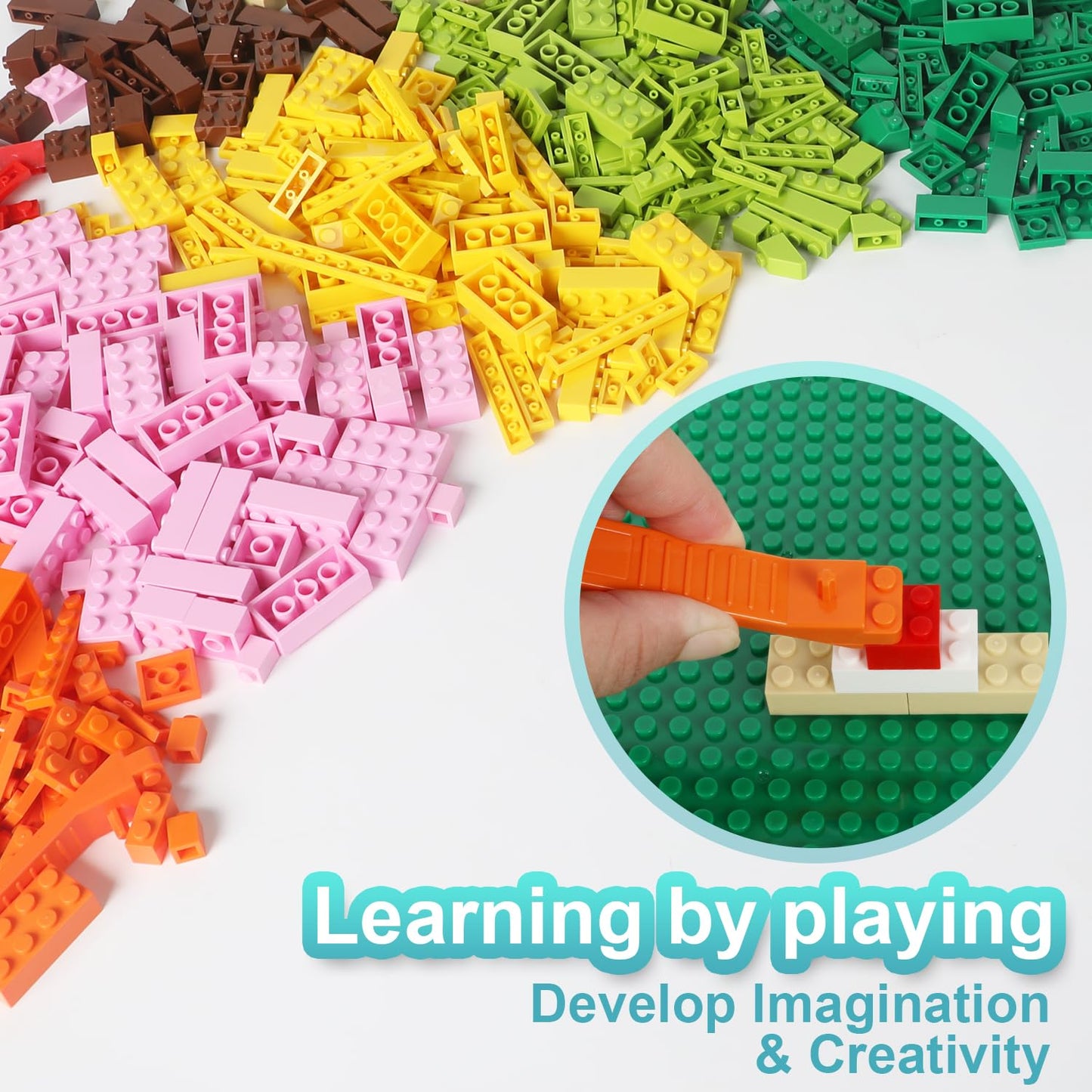 ekuzi 1000 PCS Building Bricks – Compatible with Lego Classic – Random Color Bulk Set