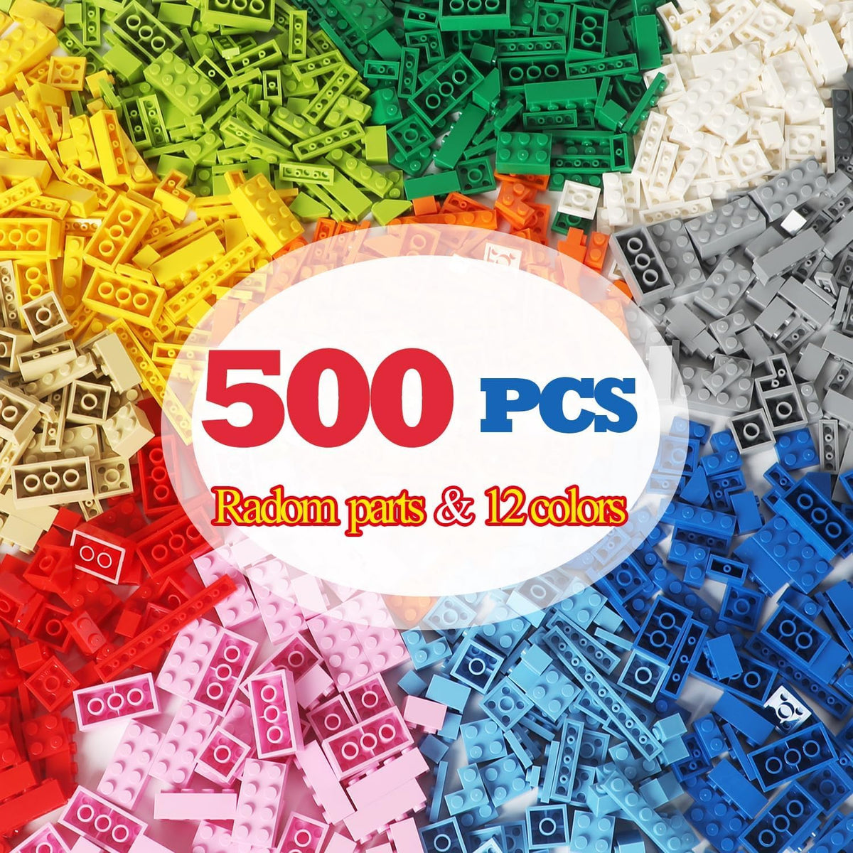 Ekuzi Building Bricks Compatible with Lego Classic - 500 Pieces Bulk Set