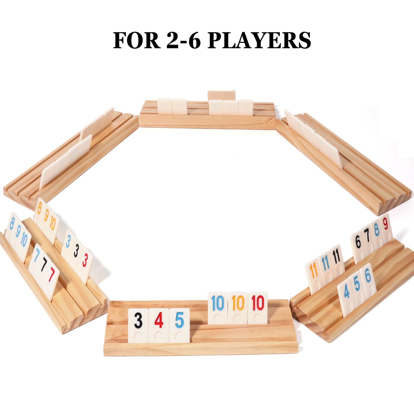 Elanbells Upgraded 2-6 Player Rummy Cube Board Game Set – 160 Tiles, 6 Wooden Racks, Portable Case
