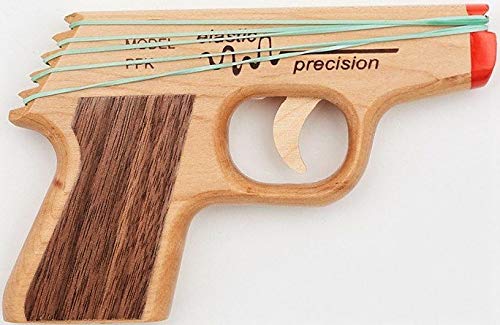 Elastic Precision PPK Rubber Band Gun – Hardwood Craft, Walnut Grips, Semi-Auto, 5-Band Firing