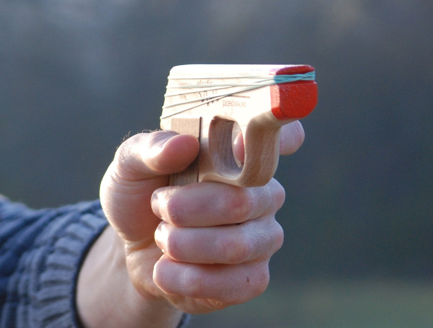 Elastic Precision PPK Rubber Band Gun – Hardwood Craft, Walnut Grips, Semi-Auto, 5-Band Firing