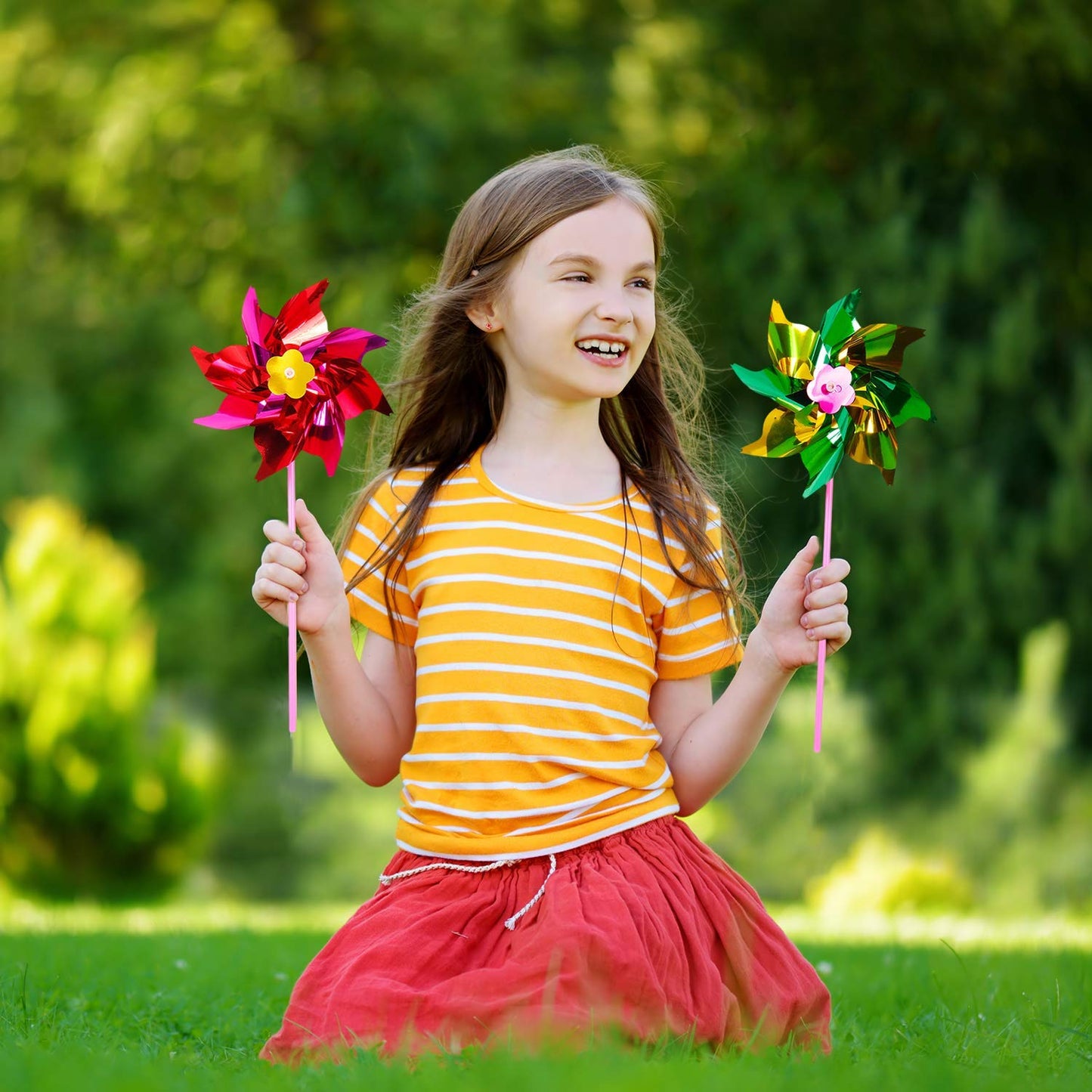 Elcoho 100 Pcs Rainbow Windmill Pinwheels – DIY Garden & Party Decor