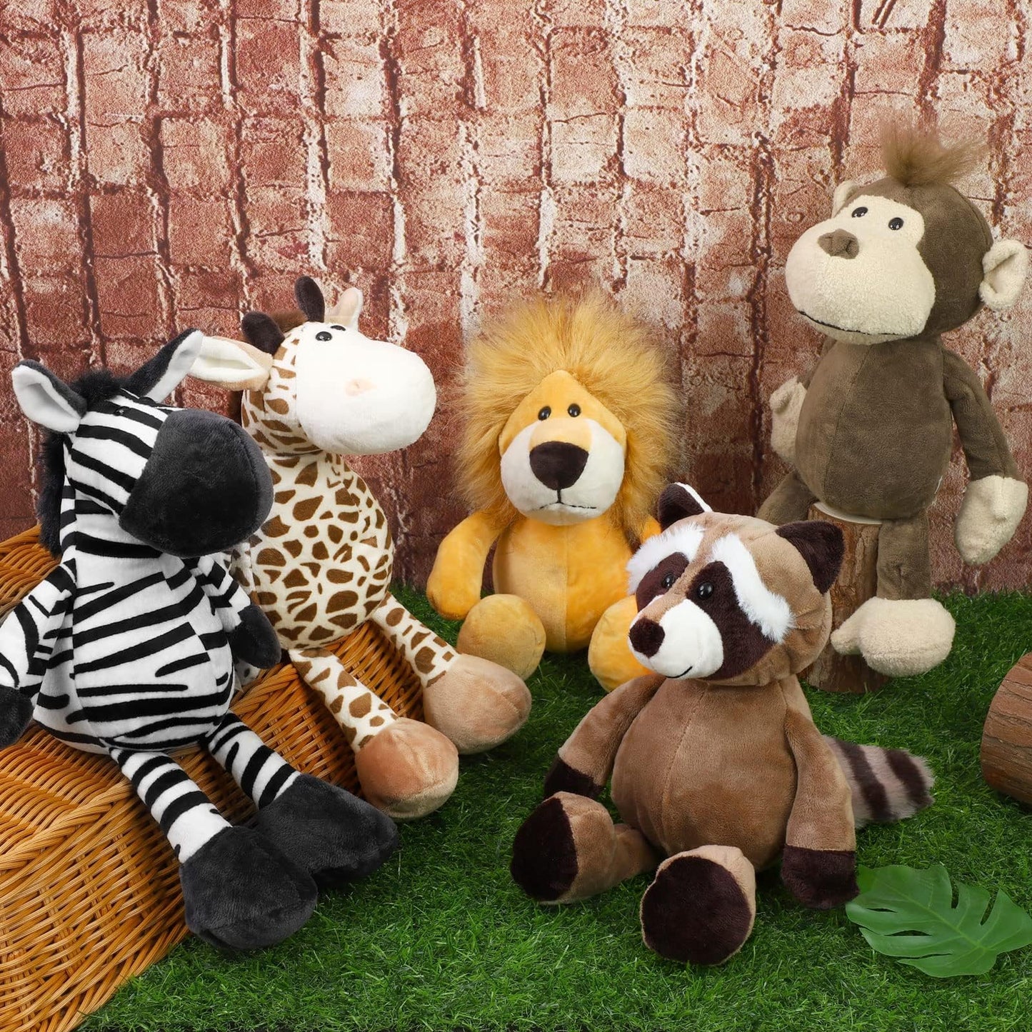 Elcoho 8-Piece Safari Plush Toys – 9.8-Inch Jungle Animal Plush Set for Parties, Gifts & Classroom Rewards
