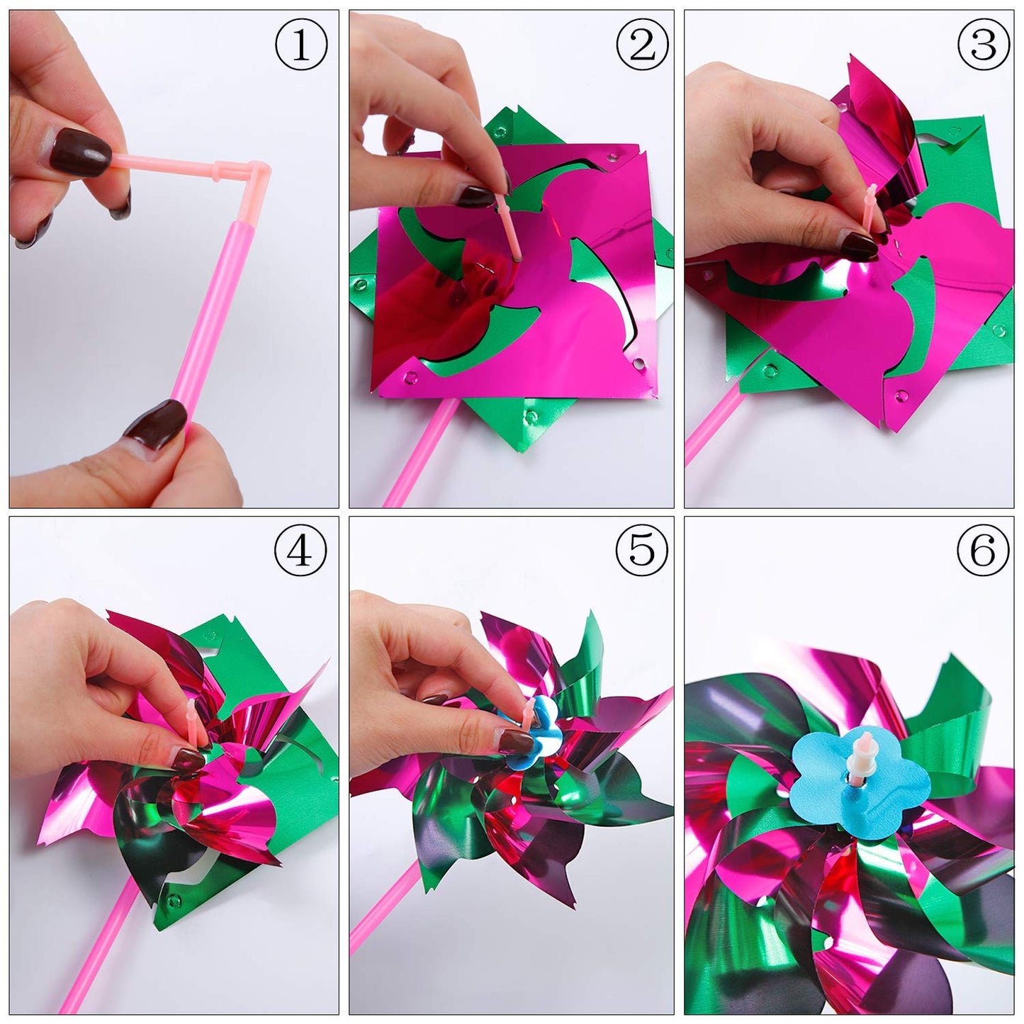 Elcoho 100 Pcs Rainbow Windmill Pinwheels – DIY Garden & Party Decor