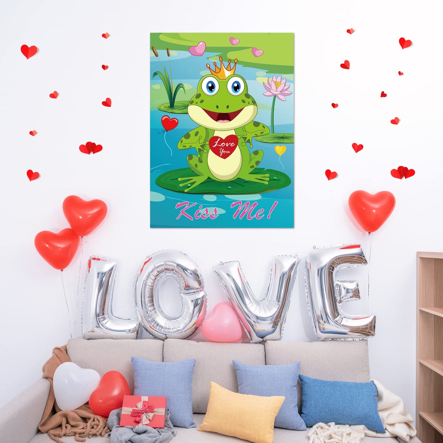 ELECLAND Pin the Heart on the Frog Valentines Party Game for Kids | Heart Stickers & Valentine Decor