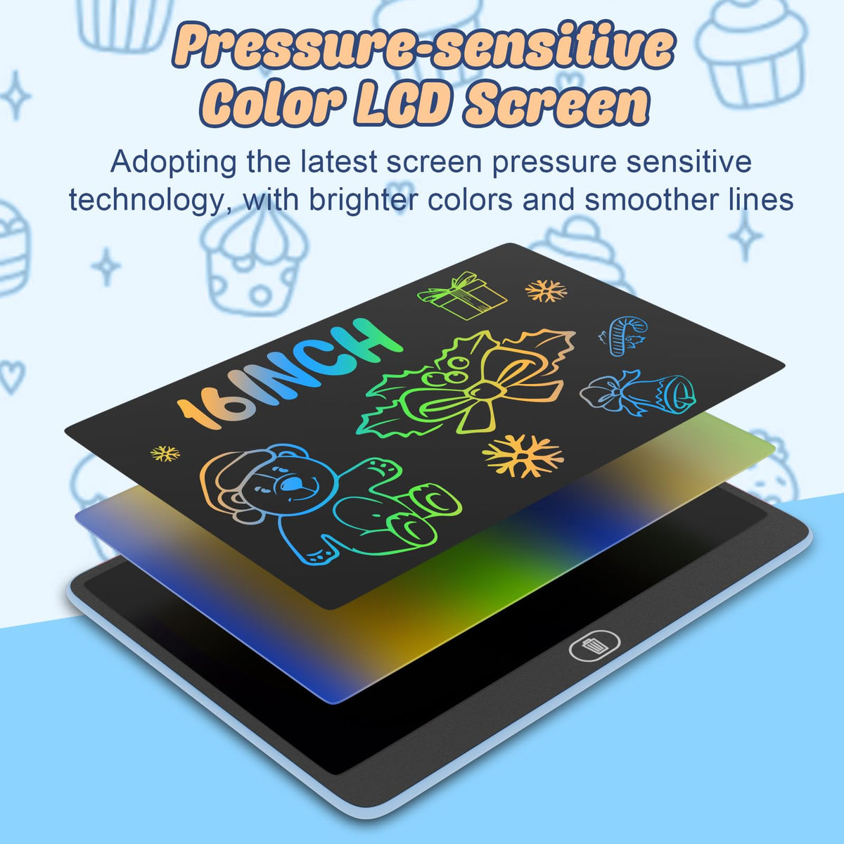 Electight 16-Inch LCD Writing Tablet for Kids Upgraded – Eye-Friendly Doodle Board for Ages 3-8